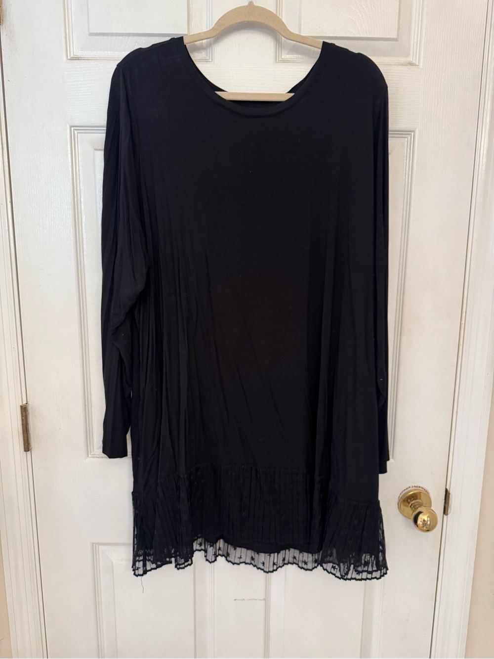 LOGO by Lori Goldstein Black Lace Hem Tunic Top 3X Plus Size